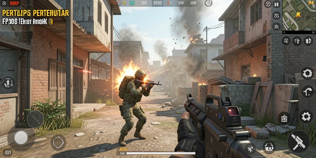 Gameplay seru dalam 99RP dengan pertempuran FPS yang intens.
