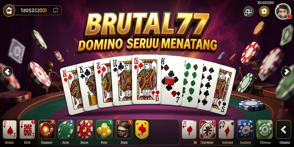 Tampilan gameplay seru dari BRUTAL77 dalam bermain Domino.