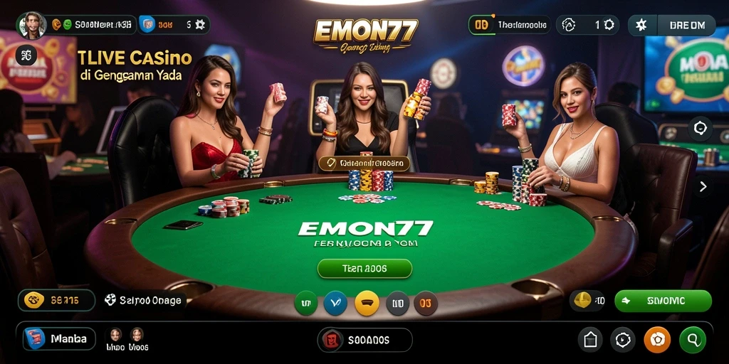 Tampilan gameplay Live Casino EMON77 yang menarik dan interaktif.