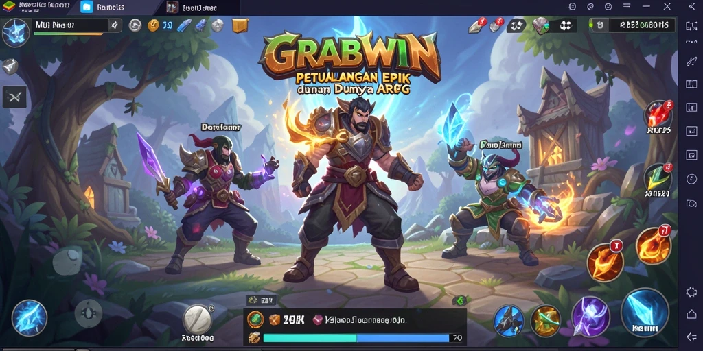 Screenshot menampilkan aksi pertempuran seru di dunia ARPG GRABWIN.