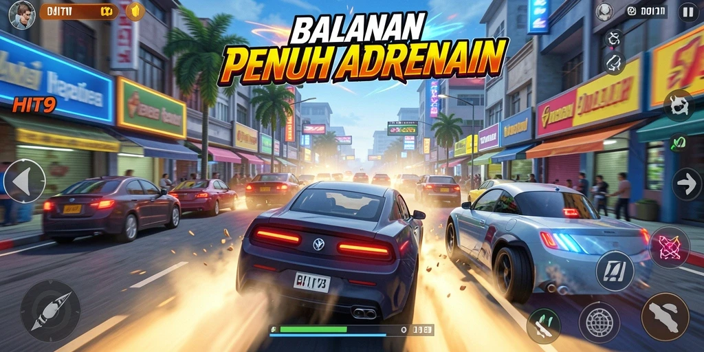 Tampilan gameplay seru balapan cepat di HIT9.