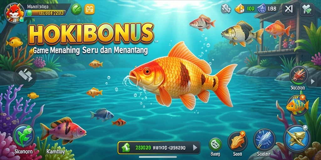 Screenshot gameplay HOKIBONUS dengan aksi memancing yang seru dan menarik.
