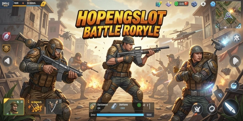 Gameplay seru HOPENGSLOT dalam pertempuran Battle Royale.