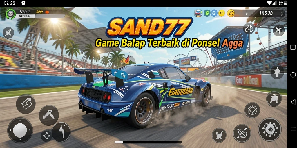 Tampilan gameplay seru dalam balapan SAND77.