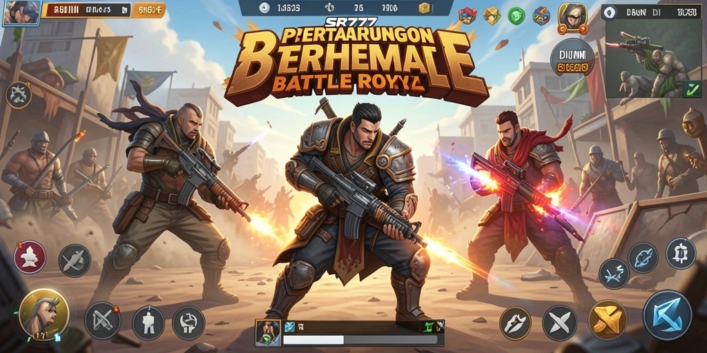 Screenshot menampilkan aksi seru di medan perang Battle Royale.