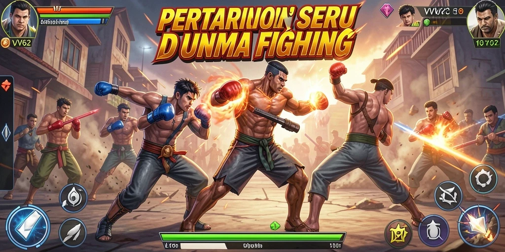 Gameplay <strong>VV62</strong> menunjukkan pertarungan dinamis antara karakter dengan grafik menawan.