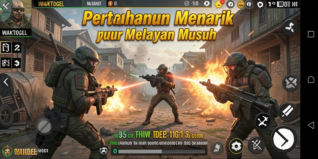 Tampilan gameplay WAKTOGEL yang menegangkan di tengah pertempuran Tower Defense.